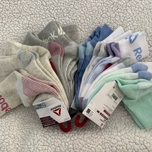 New womens Reebok Assorted ankle Socks Bundle Gray, Blue, White, Mint